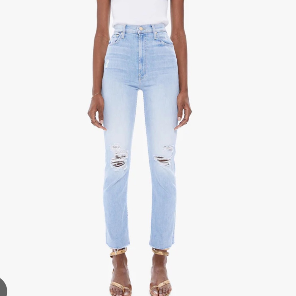 Mother High Wasted Rider Ankle Fray